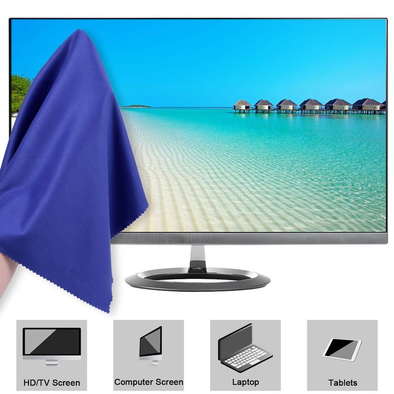 Wisdompro Extra Large 4-Pack Microfiber Cleaning Cloth For Laptop, LCD TV, Computer Screen, Monitor, Tablet, Camera Lens, Glass, Lenses, Phone, iPhone, iPad, other Delicate Surface - Blue (16x16 Inch) - Image 2